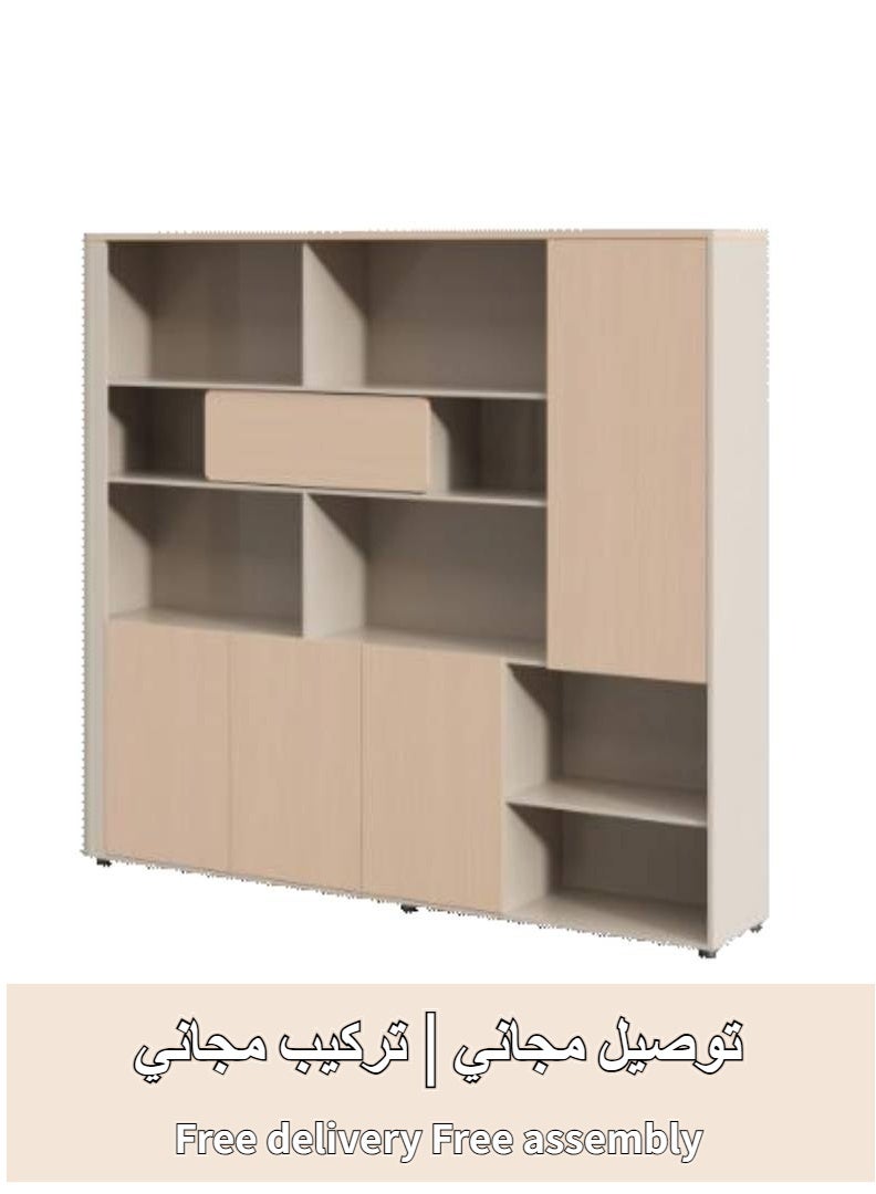 أدين خزانة ملفات مكتبية تنفيذية مع أرفف وأبواب تخزين، 220×40×200 سم - Image 1